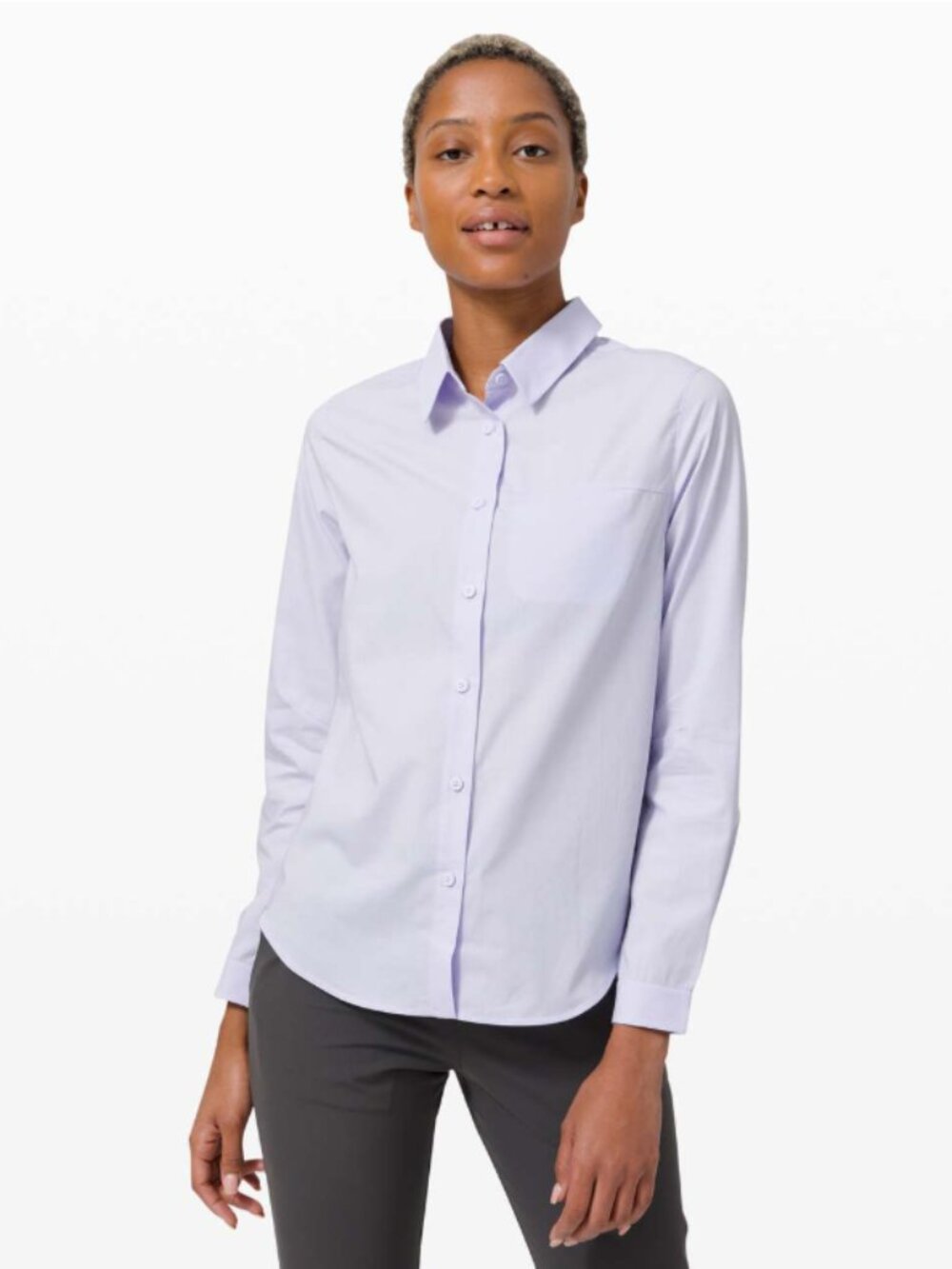 Lululemon | Full Day Ahead Shirt Button Front Top Back Pleat Serene Blue Size 4 - Picture 2 of 13
